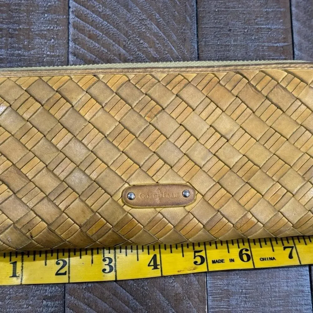 Cole Haan Heritage Weave Yellow Leather Wallet See pics for pen mark